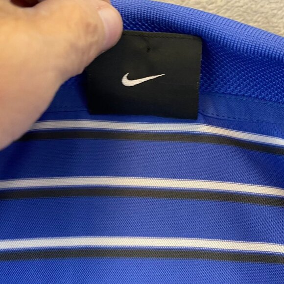 Nike Mens Golf Polo Shirt Small Striped Dri-Fit Pullover Activewear Casual Blue - Picture 8 of 12